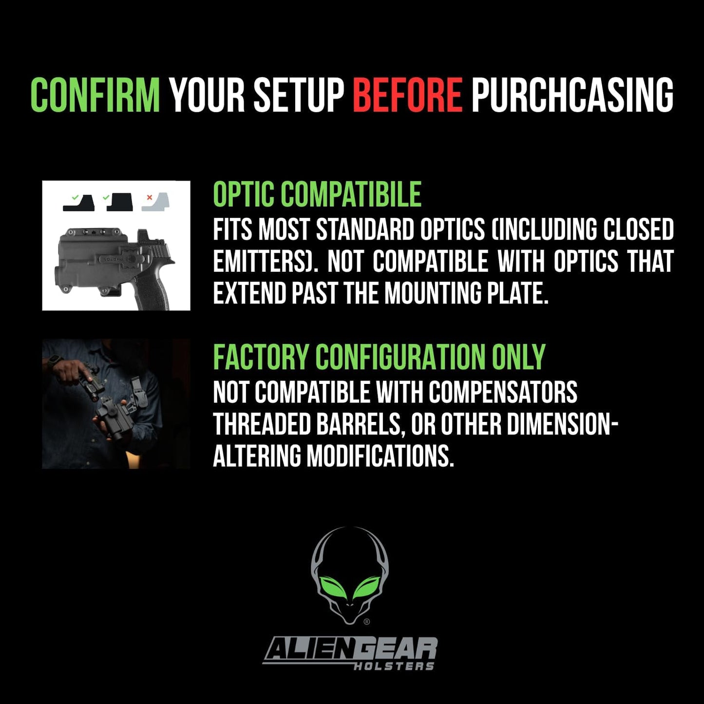 Alien Gear Photon Holster – Fits Sig Sauer P365 Fuse Only – IWB & OWB – Ambidextrous – Optic Compatible – Compact Light Required – Fits TLR-7A – Made in the USA