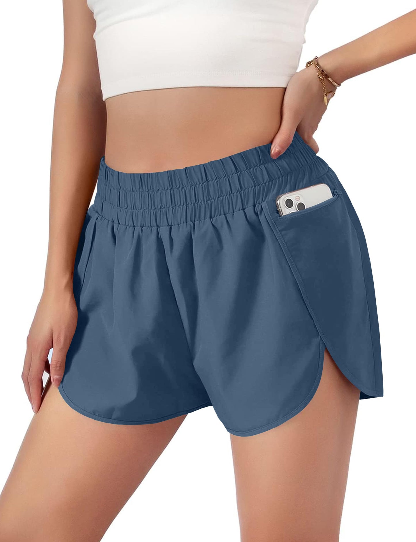 Blooming Jelly Womens Quick-Dry Running Shorts Running Workout Athletic Shorts with Pocket 2026 (Medium, Stelindigo)
