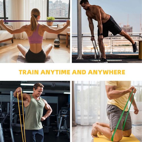 Exercise Bands，Set of 6 Resistance Bands for Working Out,Pull Up Bands Set,at Home Workout Equipment,Workout Bands for Men and Women,Instruction Guide and Carry Bag Included