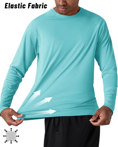 KEFITEVD Men's Long Sleeve UV Protection Shirt - Quick Dry Rash Guard for Swimming & Fishing