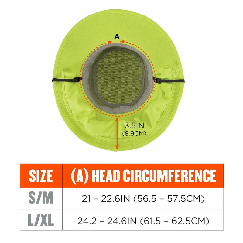 Ergodyne Chill Its 8934 Ranger Hat with Neck Shade, Hi Vis Lime