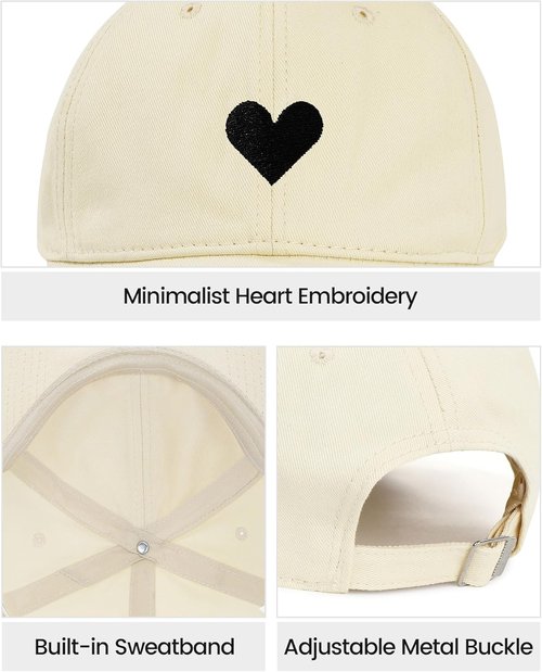 American Trends Women's Baseball Cap - Cute Heart Design | Adjustable Cotton Hat for Everyday Wear