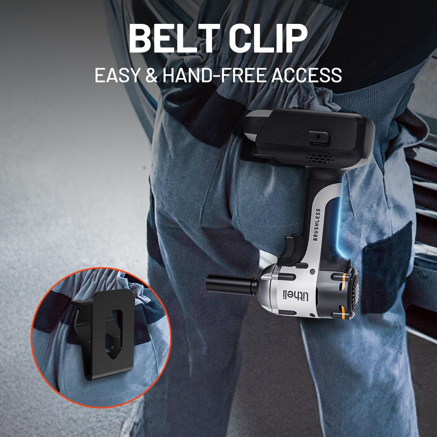 LiTHELi Cordless Impact Wrench, 1/2 Inch Hog Ring Brushless Impact Gun with 12,500 mAh Battery, Variable Speeds Impact Driver for Car Home, Charger not Included