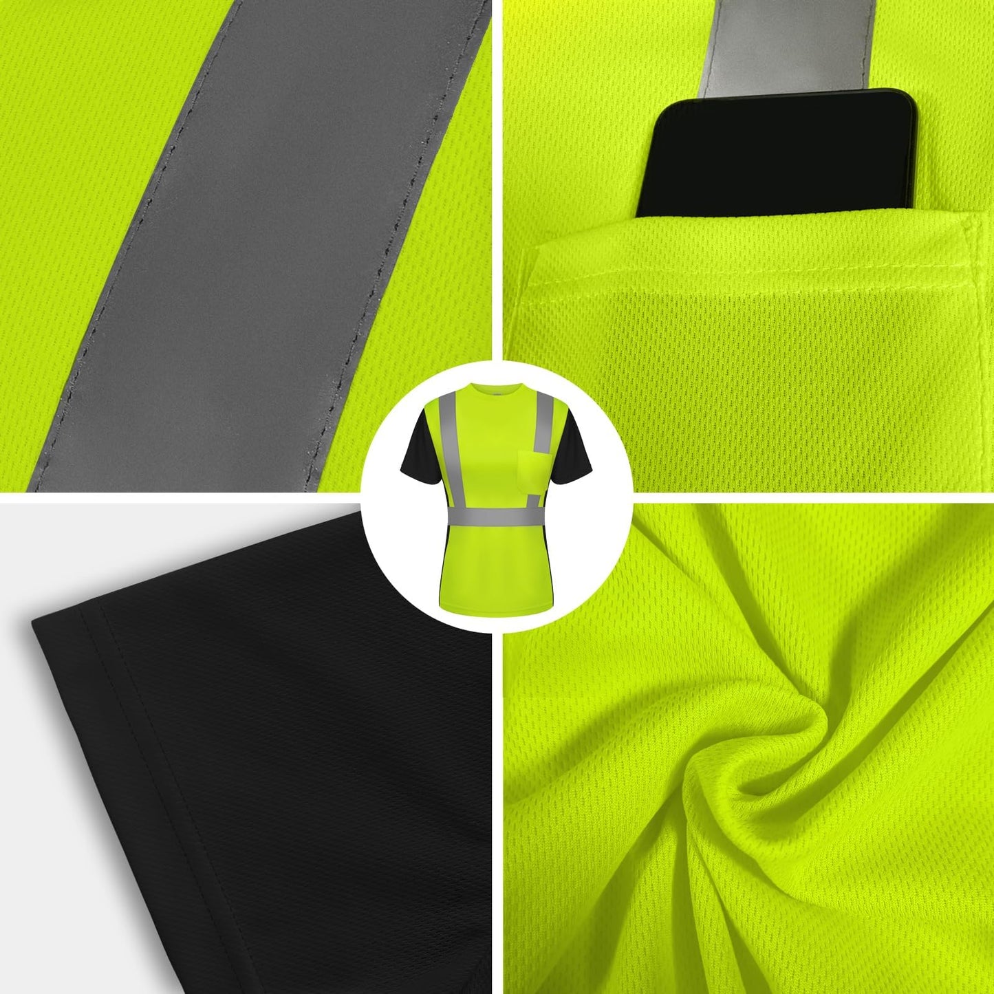 TCCFCCT Hi Vis Shirts for Women, Safety Shirt for Women Construction Work, Hi Vis Shirts for Women Driver and Night Running, Night Working,WP-Yellow-DR M