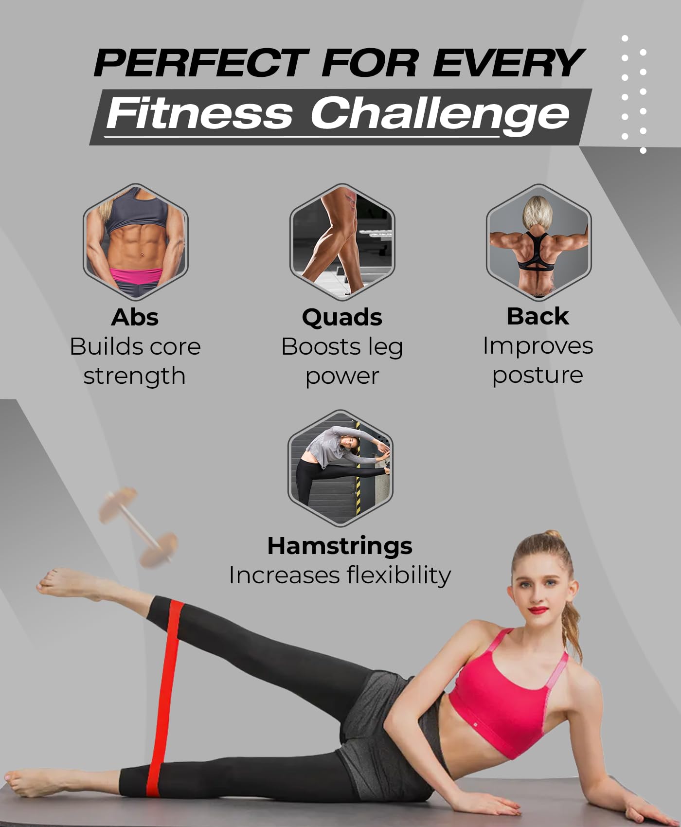 Bingwaah Loop Resistance Bands for Exercise - Set of 5 Elastic Bands for Strength Training & Rehab. Portable & Durable Resistance Bands for Home, Gym & Outdoors with Instruction Guide