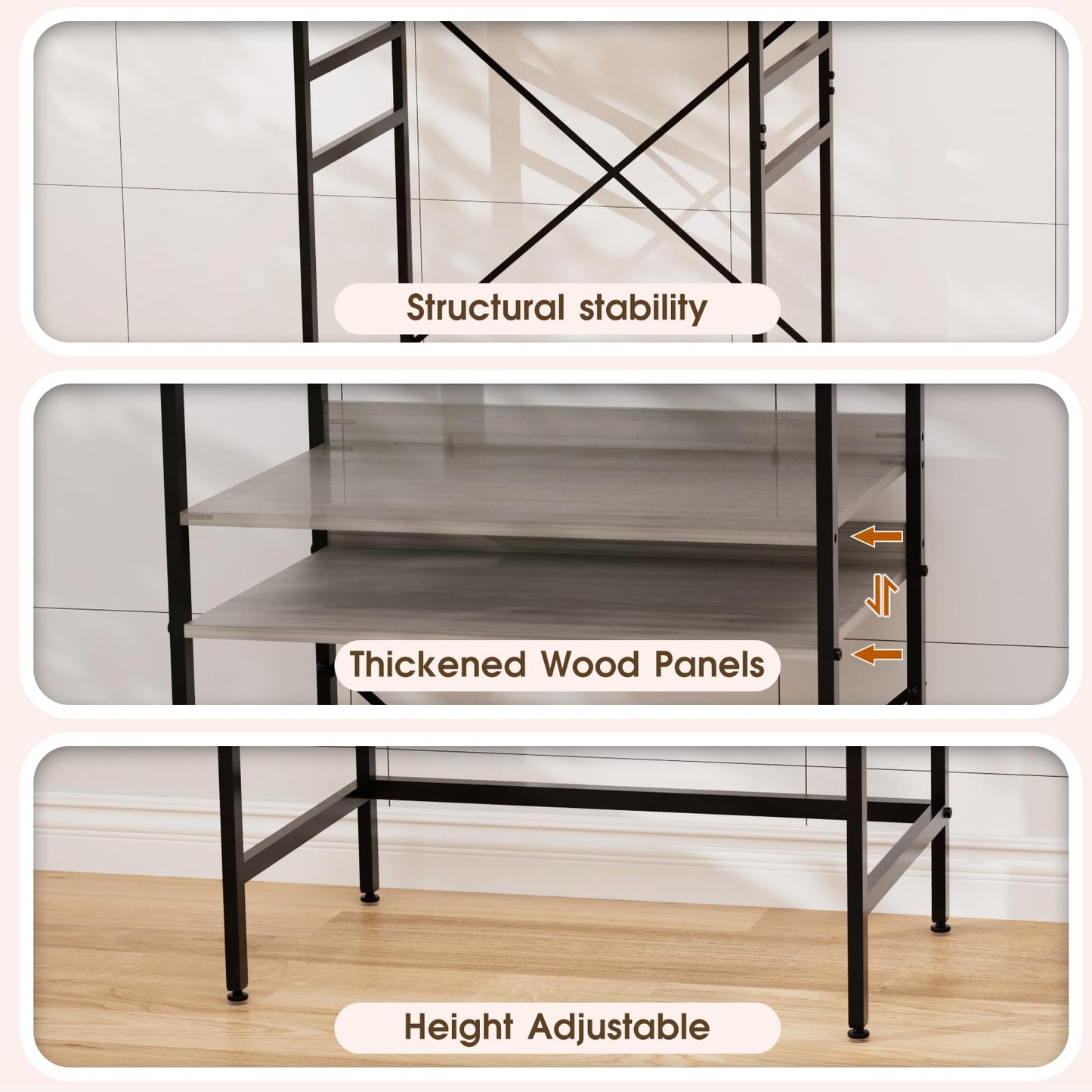 QieerHior Mini Fridge Shelf Mini Fridge and Microwave Stand Over Mini Fridge Storage Rack Height Adjustable Microwave and Fridge Stand Suitable for Dorm, Kitchens, Offices, Modern Gray