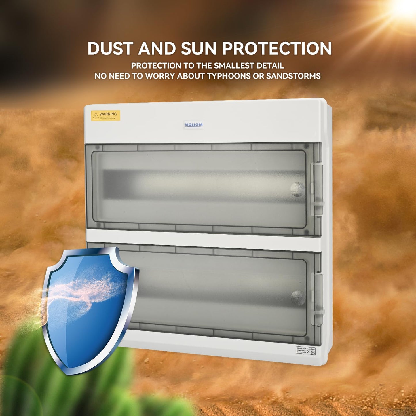 Mollom 36 Way Power Distribution Box with Bus Bars and Din Rail for Miniature Circuit Breaker MCB, Waterproof IP66.Padlock Available for Indoor and Outdoor Use