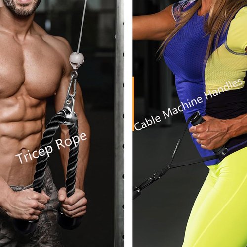 Cable Machine Attachments for Home Gym, Weight Fitness Accessories, Triceps Pull Down LAT Pull Down Attachment Set
