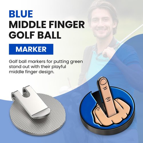 K9King K9king Middle Finger Golf Ball Marker with Magnetic Hat Clip | Alignment Ball Mark | Funny Golf Accessories - Great Gift for Golf Lovers Golf Cap Premium Gifts (Blue)