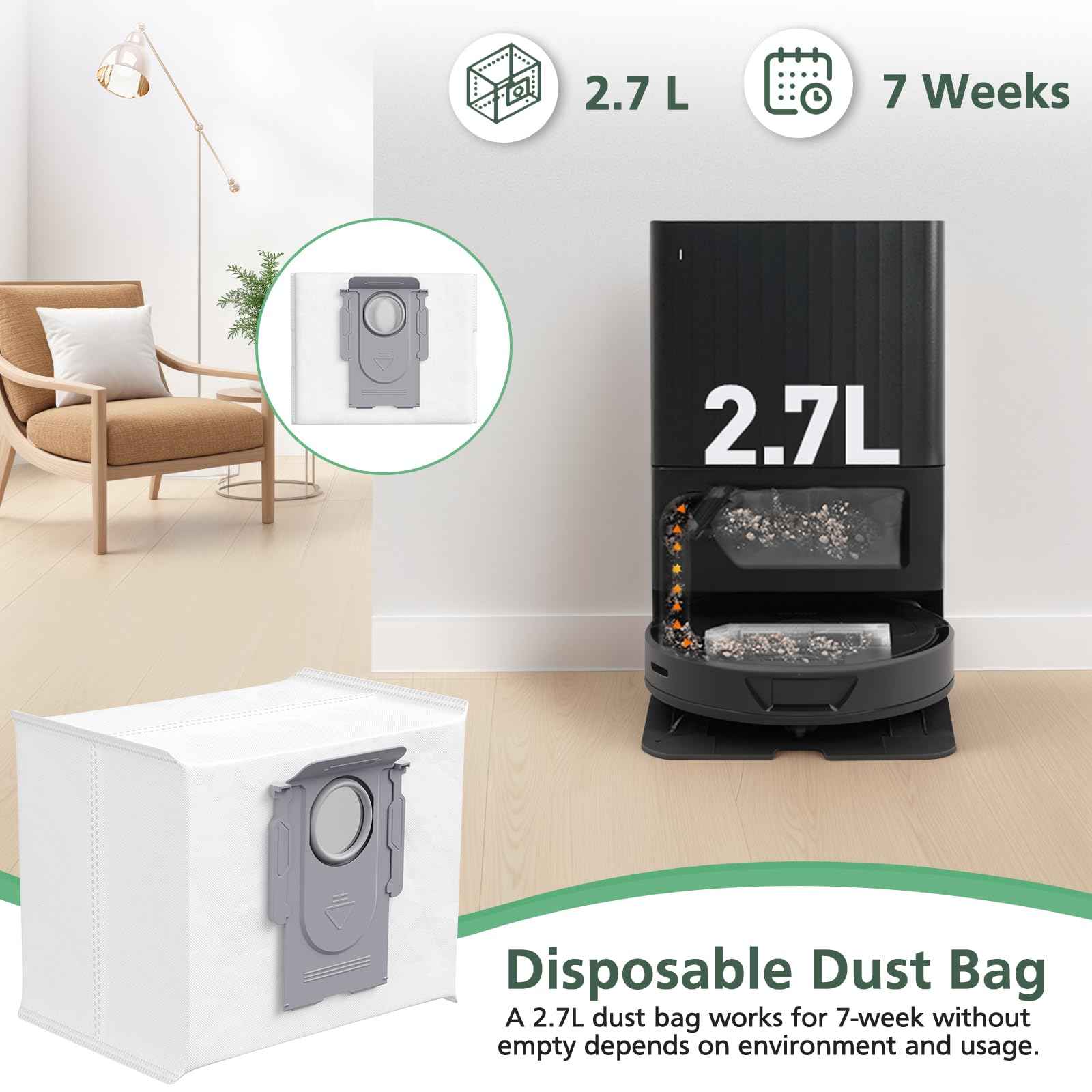 15 Pack Replacement Parts for Q Revo Robot Vacuum, Q Revo Accessory Replacement Kits (1 Rolling Brush + 2 HEPA Filters + 2 Dust Bags + 4 Mop Pads + 4 Side Brushes)