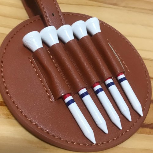 LH90H Golf Tee Holder for Bag, Golf Tee Carrier with 10 PCS Wooden Golf Tees 2-3/4 inch, Golf Accessories for Men and Women, Golf Bag Accessory and Golf Gift (Brown)