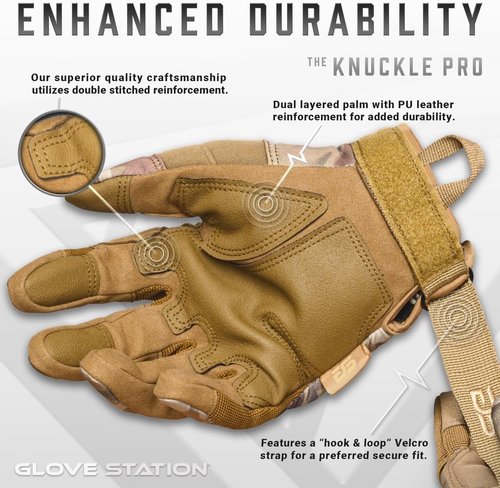 Glove Station Touchscreen Utility Gloves for Men - Hard Knuckle Protection for Motorcycle & Outdoor Work | Multicam XX-Large