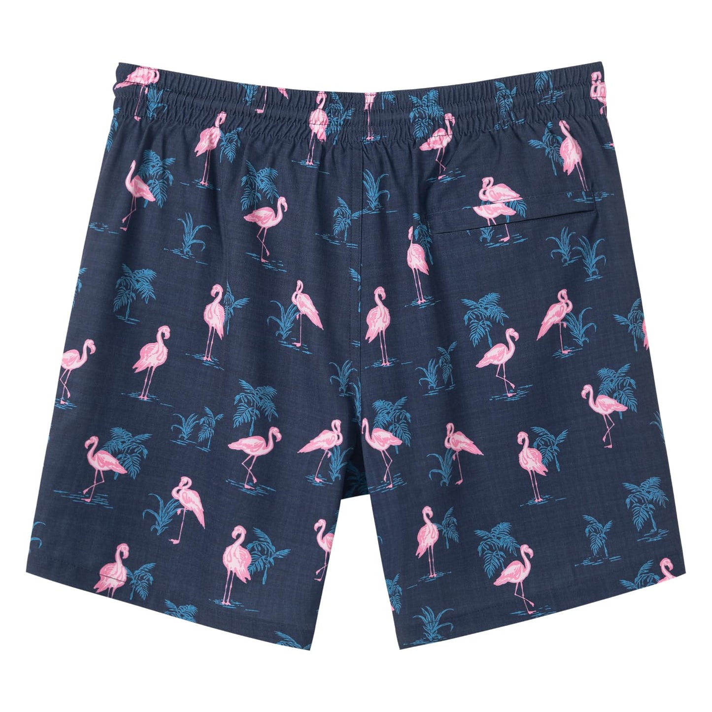 SURF CUZ Mens Swim Trunks with Compression Liner Quick Dry Swim Shorts 7" Swimming Trunks Stretch Bathing Suit Zipper Pockets,Flamingo-Black,M