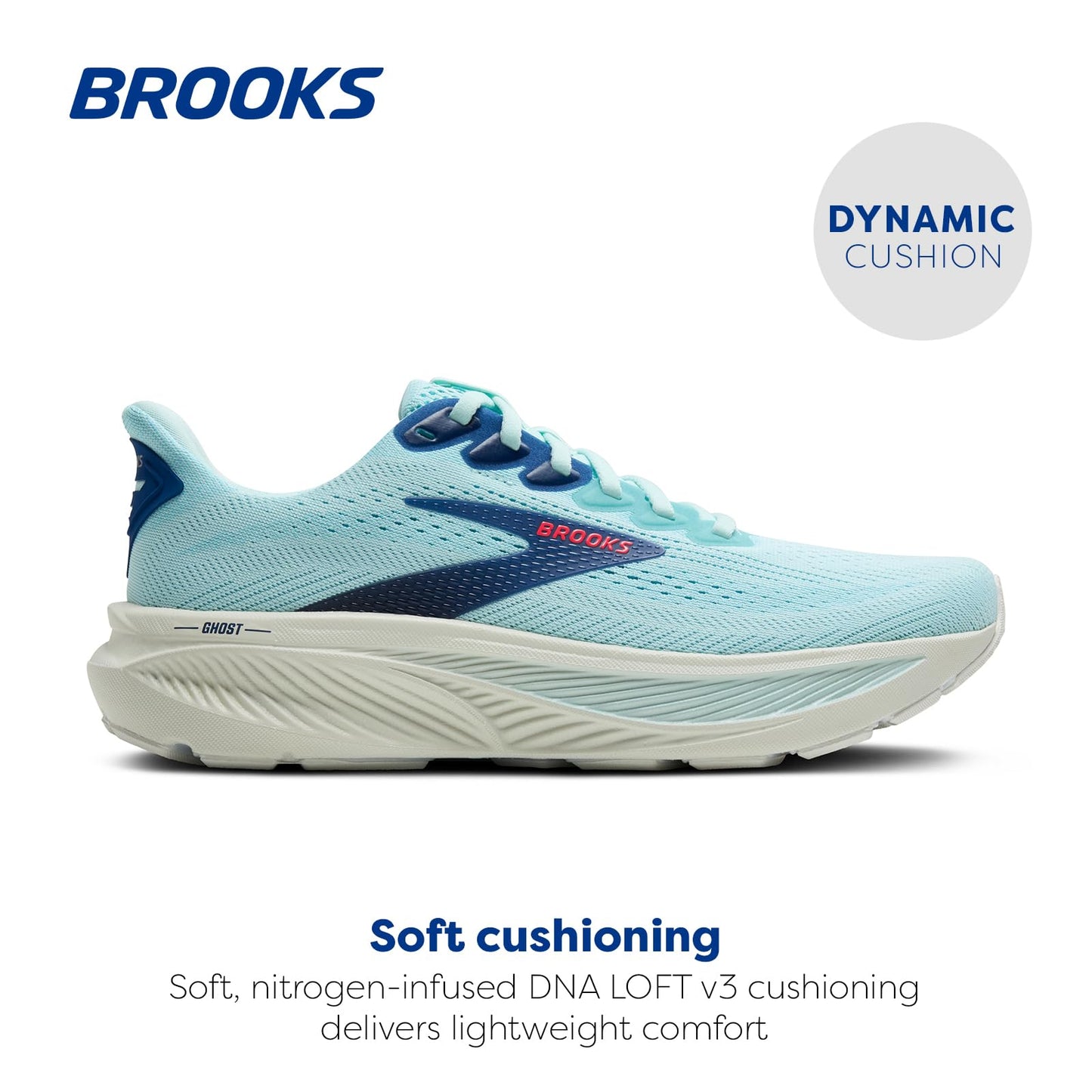 Brooks Women’s Ghost 17 Neutral Running Shoe - Clearwater/Navy Peony - 10.5 Medium