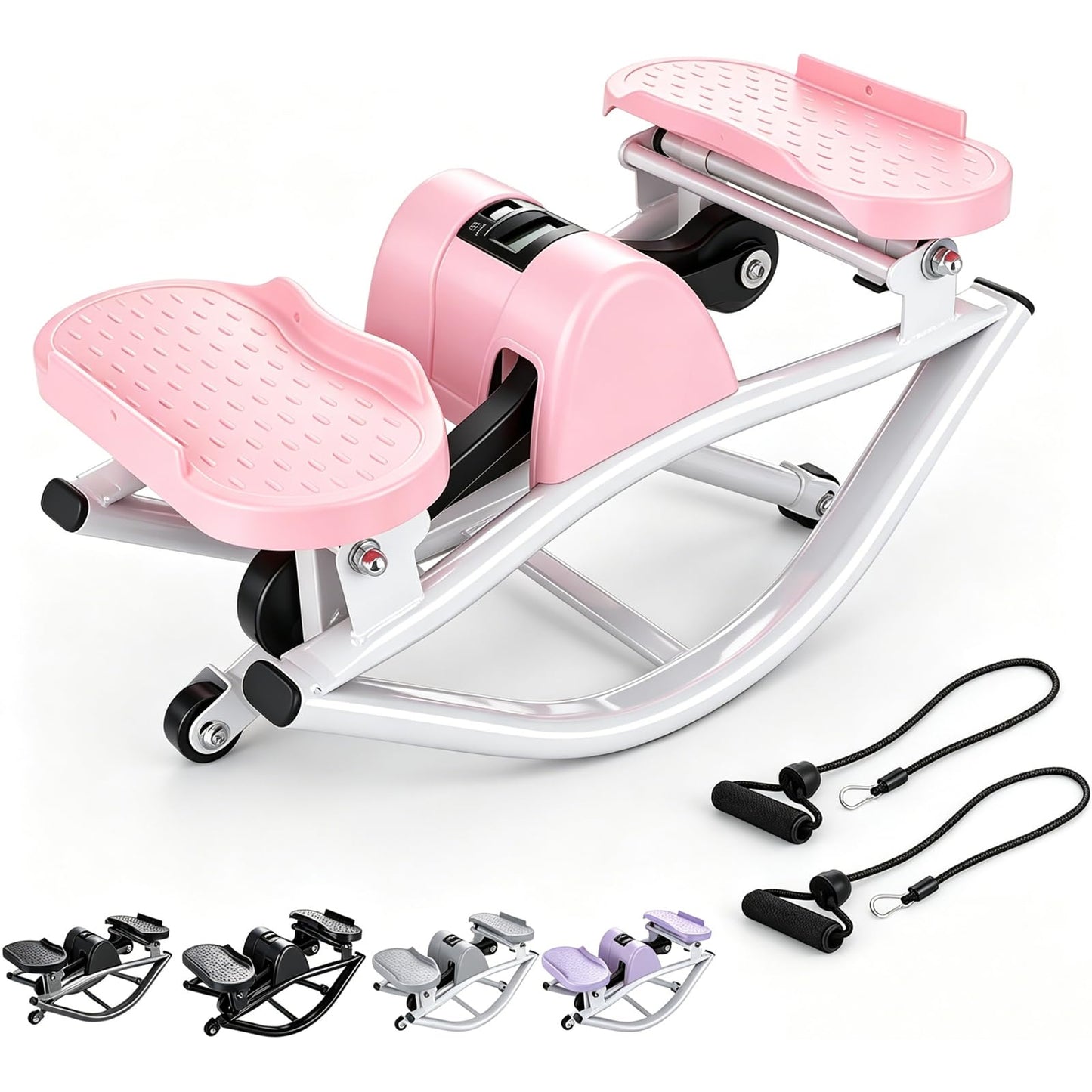 Rock Stepper with Resistance Bands - Ultra-Quiet Hydraulic Lateral Stepper, Fully Assembled Side to Side Step Rocker for Home Office, 250LBS Capacity