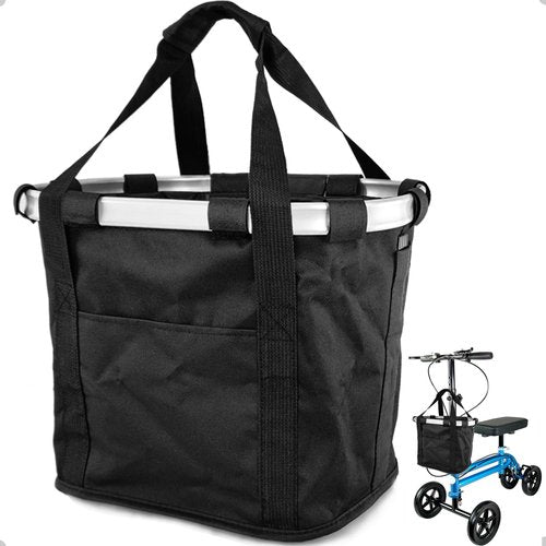 Mkuero Knee Scooter Basket Accessory with Handle, Quick Release Removable Cloth Basket for knee scooter front - Fits Most Knee Scooter Walker Models