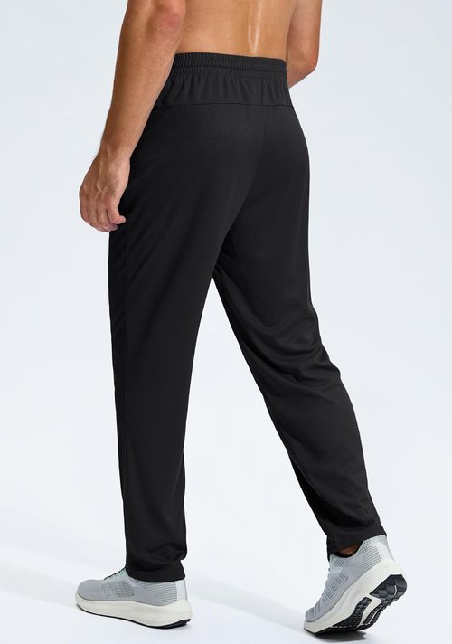 G Gradual Men's Athletic Sweatpants - Lightweight Mesh with Zipper Pockets | Open Bottom for Gym & Running