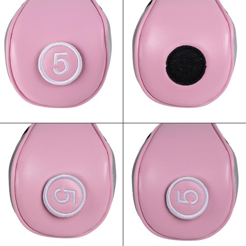 Andux 4pcs/Set PU Golf Wood Club Head Covers 460cc Driver Covers with Long Neck Pink