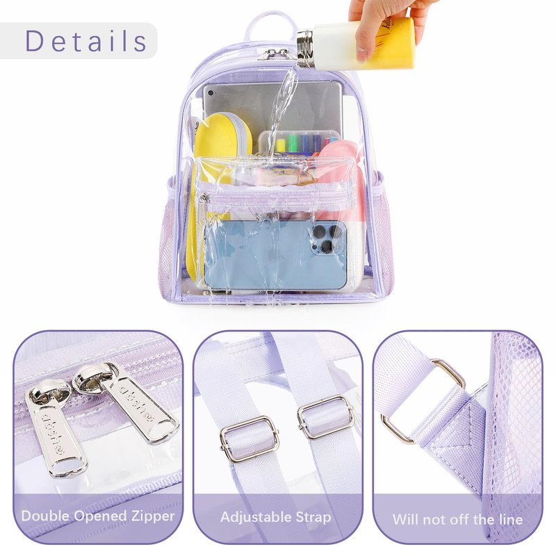 abshoo Clear Mini backpack Stadium Approved 12x12x6 Clear Bag Transparent Small Backpacks (Black)