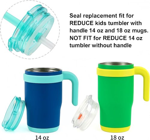 Joshey Tumbler Lid Replacement - BPA-Free Silicone Seal for Reduce Kids Coldee Mug | 6-Pack, 14 oz & 18 oz