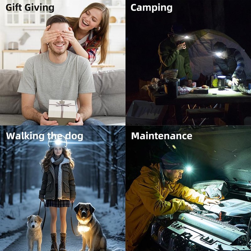 Hilngav 6 Pack Rechargeable Headlamp Flashlight, LED Head Lamp with White Red Light, Super Bright USB-C Headlight Motion Sensor Head Lamp for Adults 11 Mode Outdoor Camping Running Hiking Fishing