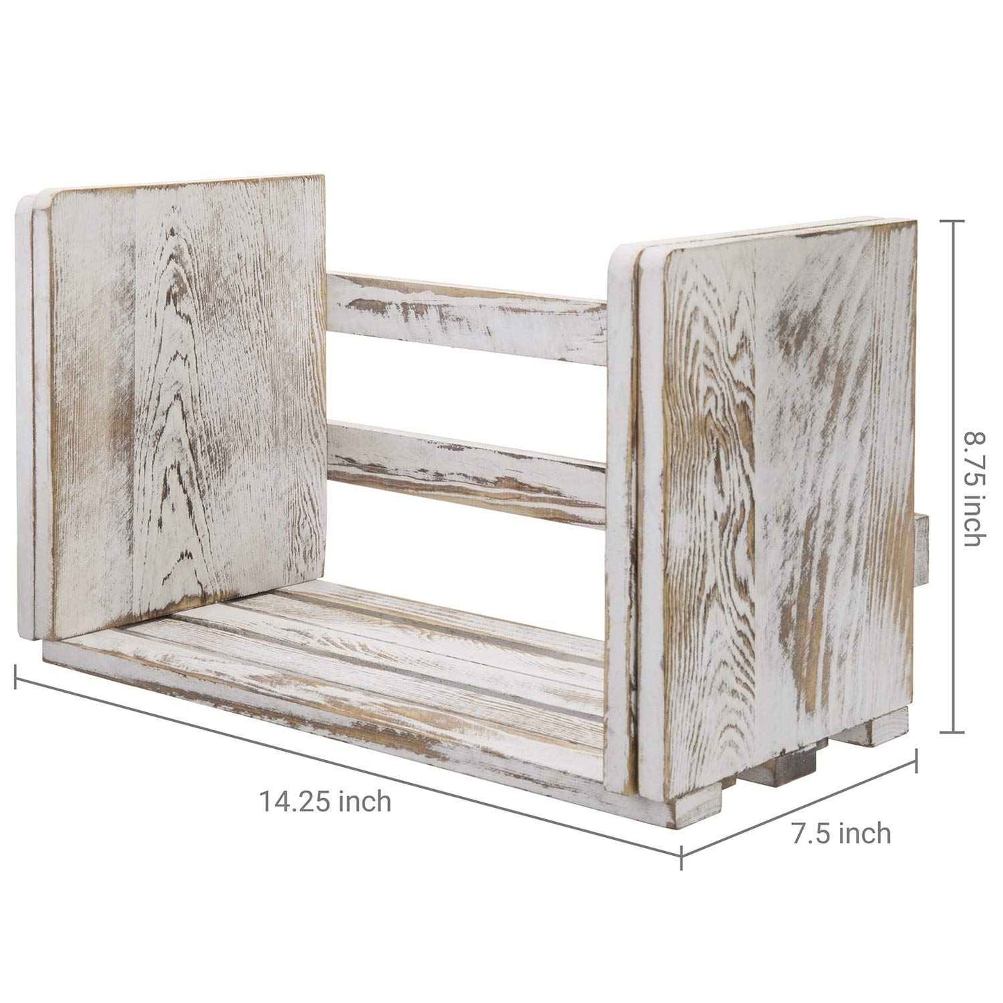MyGift Rustic Expandable Whitewashed Wood Desktop Bookshelf/Adjustable Tabletop Book Holder Organizer Rack