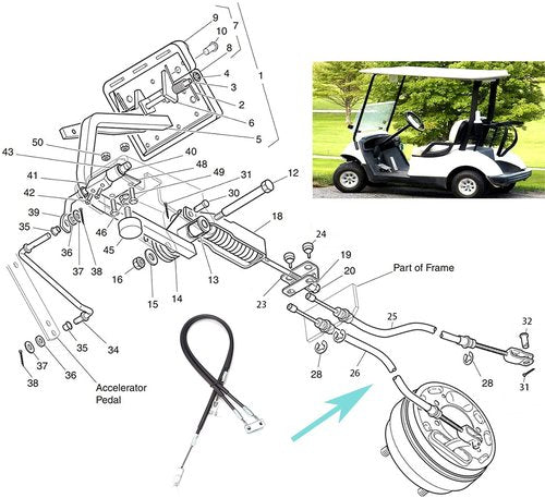 70969-G03 Golf Cart Brake Cable Set Fits EZGO TXT 1994 & up or EZGO TXT Marathon Medalist Golf Cart 70716-G03 70273-G03 70969-G03