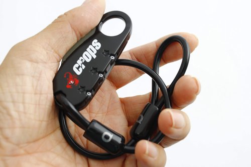CROPS UNI-Q Bike Lock, Helmet Lock, 1 ft Cable, Black – Resettable 3-Digit Combination, Compact & Lightweight, for Bicycle/Motorcycle Helmets