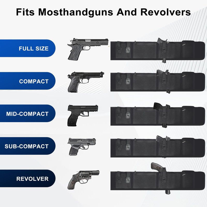 Belly Band Holster for Concealed Carry - Comfortable Gun Holsters for Men Women 380 9MM Concealed Carry - Fits Fits Glock 19 17 42 43, Smith Wesson, Taurus, Ruger (Left)