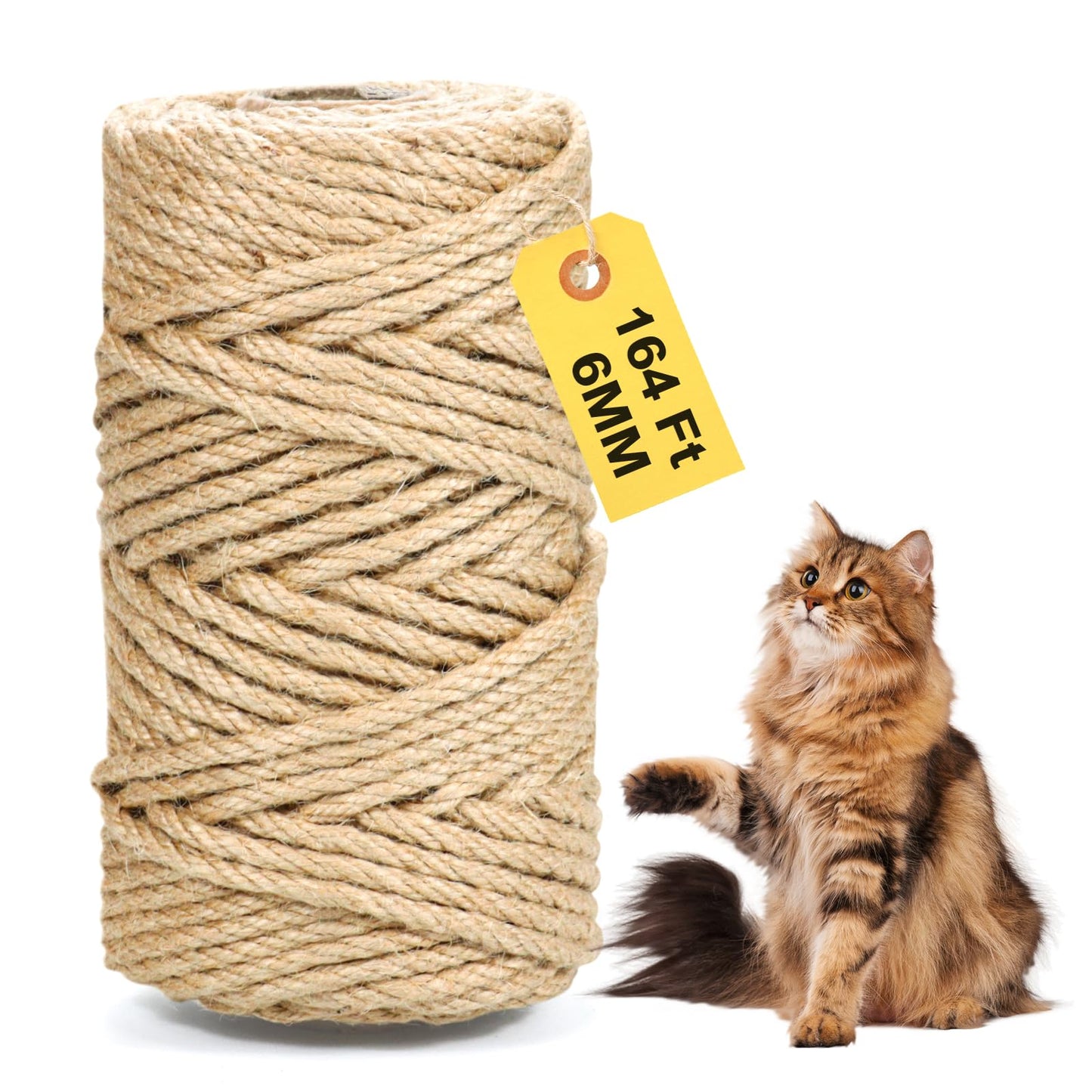 Jute Twine String - 164ft 6mm Eco-Friendly Heavy-Duty Cord for Crafts, Garden & Packaging | Natural Fiber Rope for DIY Decor, Bundling & Industrial Projects