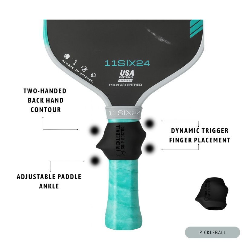 Pickleball Paddle Grip Tennis Grips Trainer to Improve Accuracy, Control, Consistency & Precision | Ultimate Pickleball Training Equipment and Teaching Aid by PickleBall Grip Doctor - 2 Pack (Black)