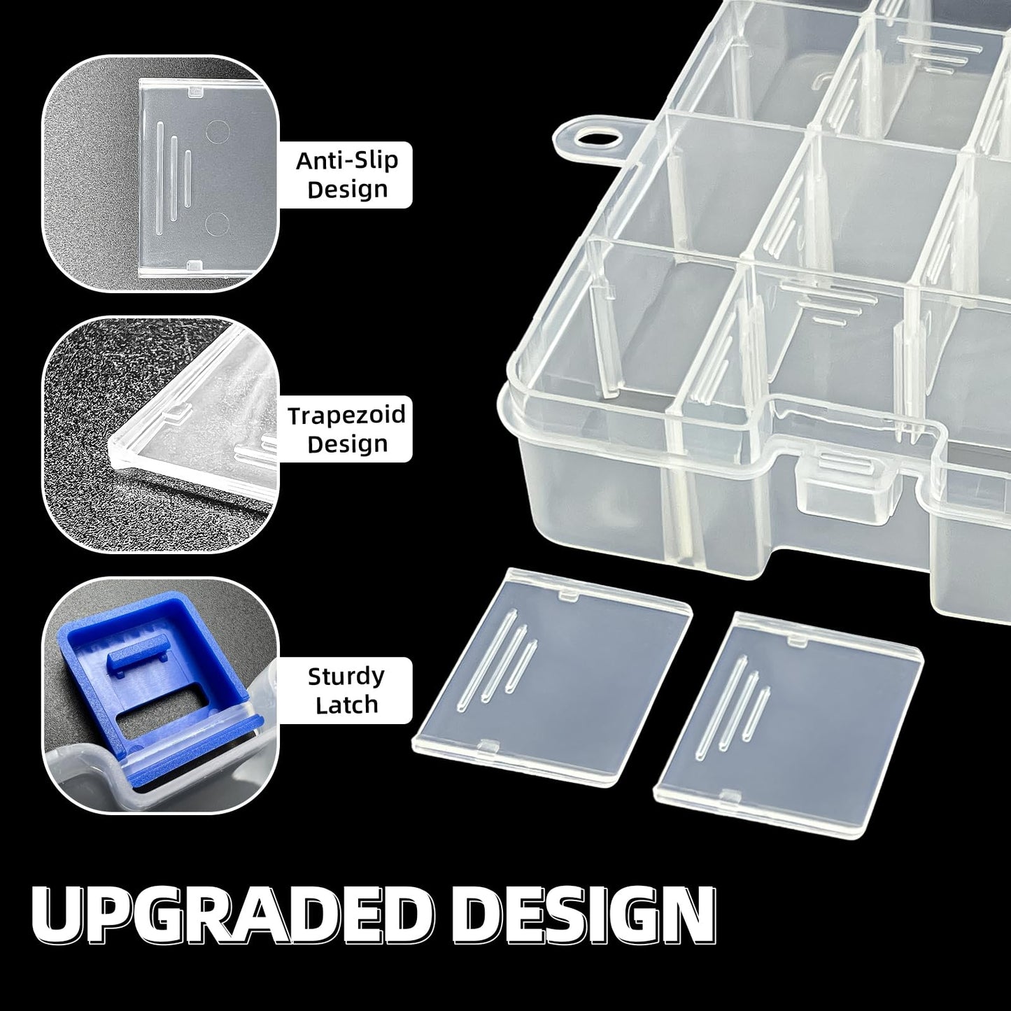 DUOFIRE Plastic Organizer Storage Box, Adjustable Divider 34 Grids, 1 Pack