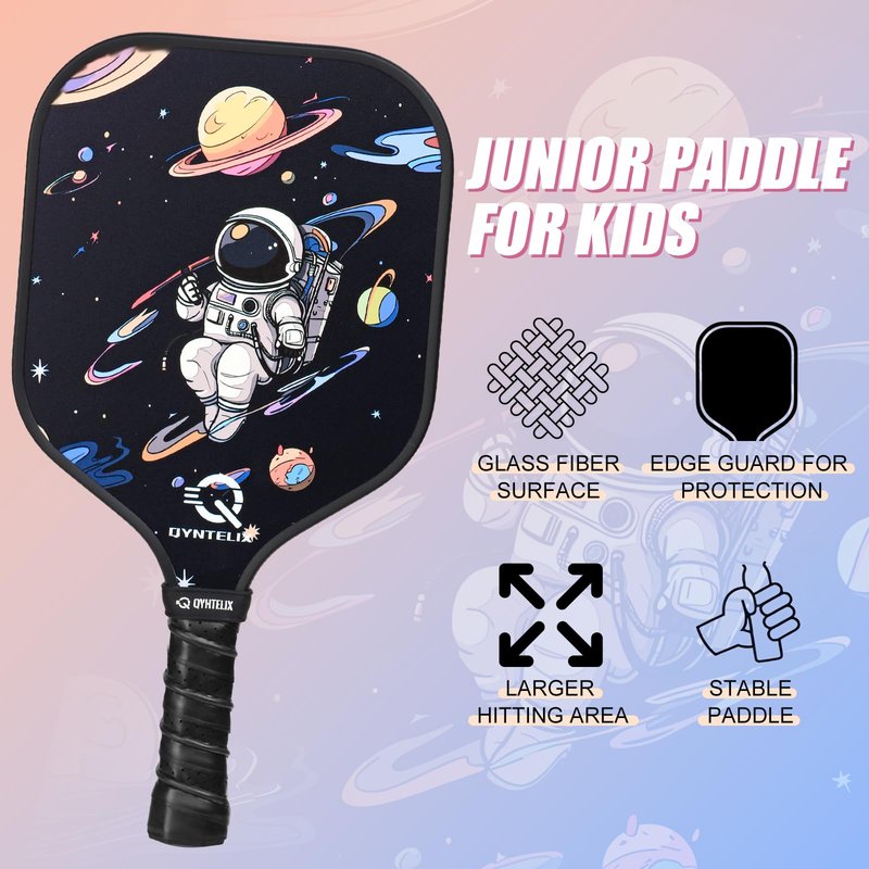 Qyntelix Kids Pickleball Paddle - Astronaut Galaxy Pickleball Paddle, Lightweight Honeycomb Core, Premium Comfort Grip, Astronaut Pickleball Gifts for Children 12 and Under Box - Boy