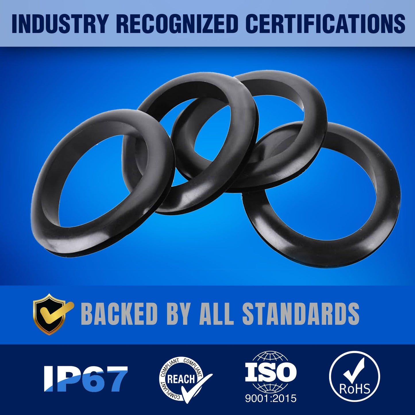 New Age America® 93pcs Rubber Grommets Kit | 1/4 Inch to 1 Inch | 9 Sizes | Black Wire Grommets | Eyelet Ring Gaskets | Double Sided Round | 1/4", 5/16", 3/8", 7/16", 1/2", 5/8", 3/4", 3/4", 7/8", 1"