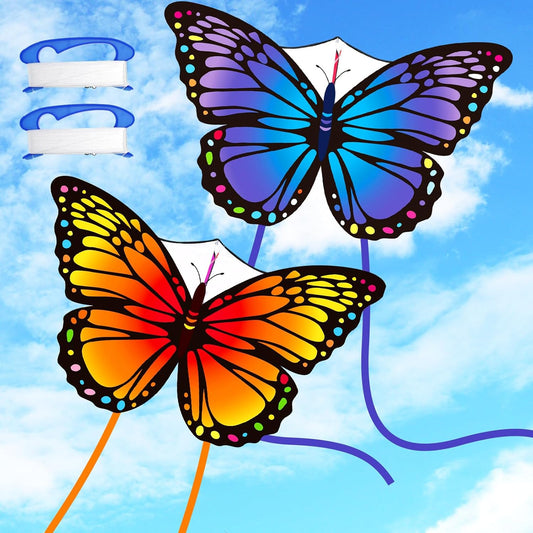Silipull Butterfly Kites - Large 55"x28" Colorful Kites with 328ft String for Adults & Beginners | Purple & Orange