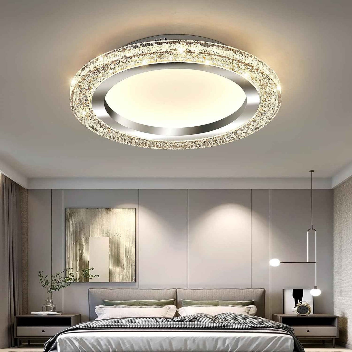 28W Gold LED Flush Mount Ceiling Light - 12" Modern Round Fixture for Bedroom, Kitchen, Bathroom