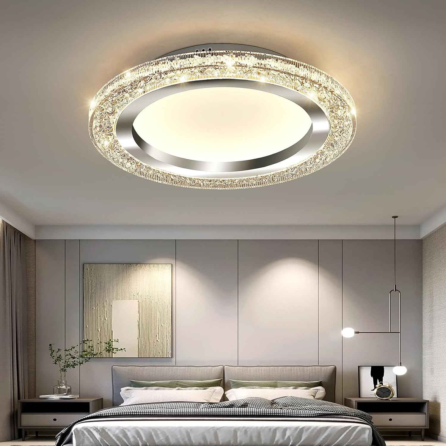 28W Gold LED Flush Mount Ceiling Light - 12" Modern Round Fixture for Bedroom, Kitchen, Bathroom