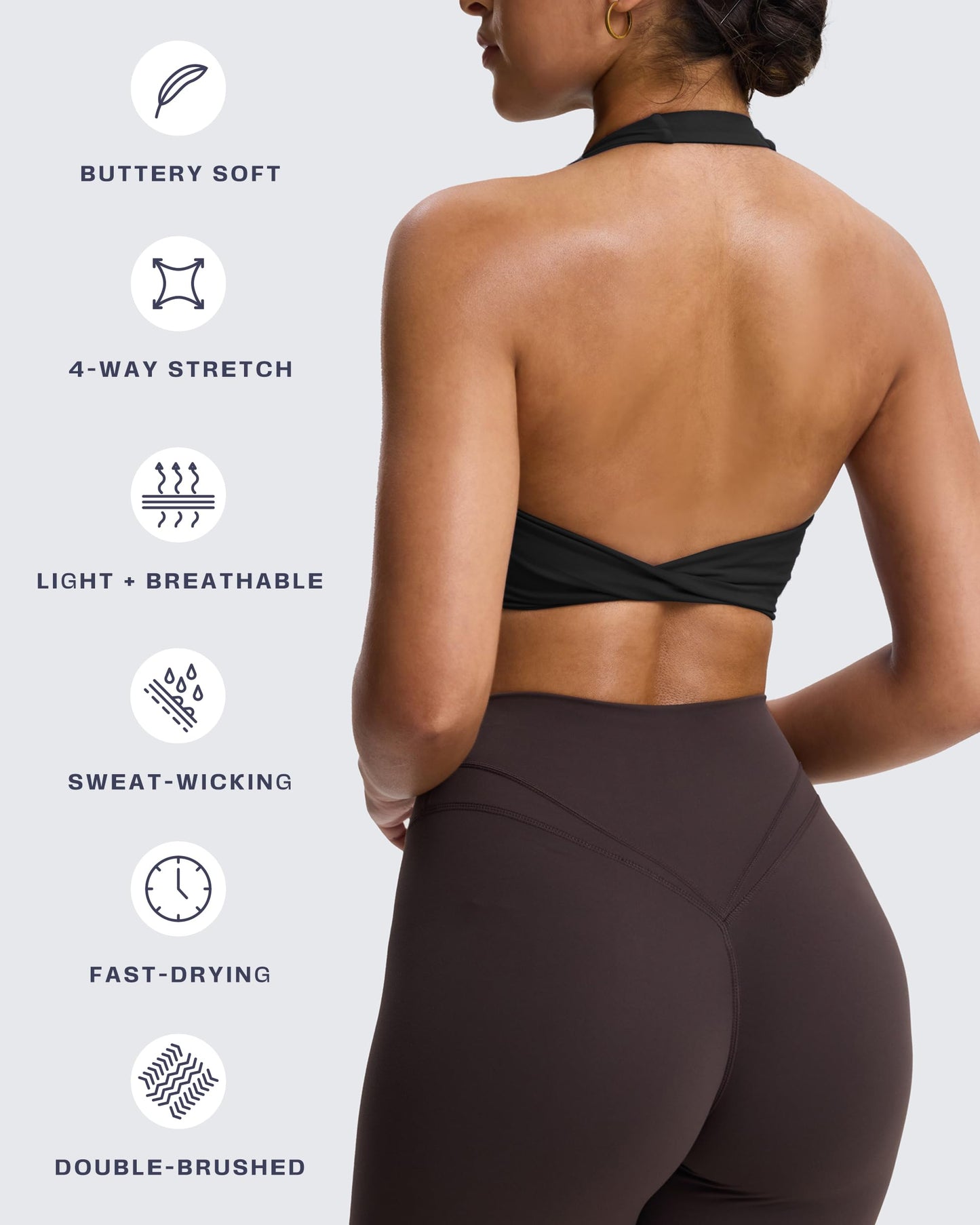 Aoxjox Women's Workout Halter Sport Bras Fitness Rosie Bra Yoga Crop Tank (Black, Small)