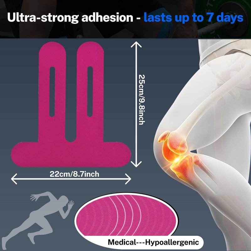 10 Pcs Kinesiology Tape for Knees, Knee Tape Beige, precut Kinesiology Tape for Knees Hypoallergenic & Breathable & Waterproof & Comfortable, Knee Tape for Knee Pain Relief pre Cut, Adhesion 4-7 Days