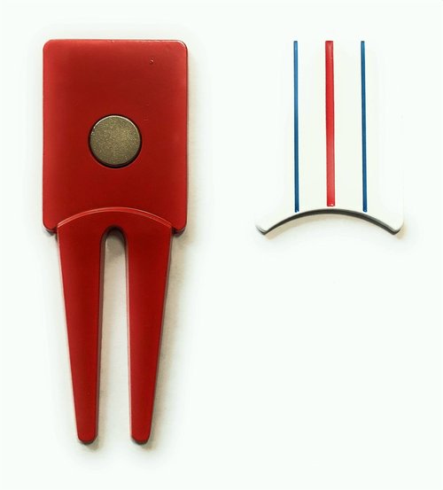 Golf Ball Mark Repair Tool, with Triple Track Ball Marker. (2 Pack)