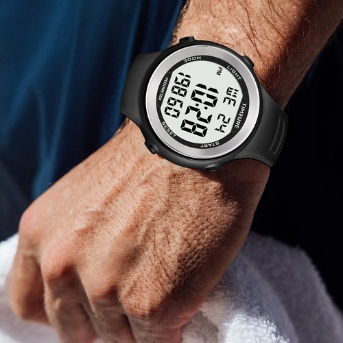 Mens Pedometer Watch for Walking Step Counter Watch No Charging, No App Connection, with EL Backlight. Simple, Practical Choice for Mobile-Free Fitness Enthusiasts TIMEURE-2308 (Black)