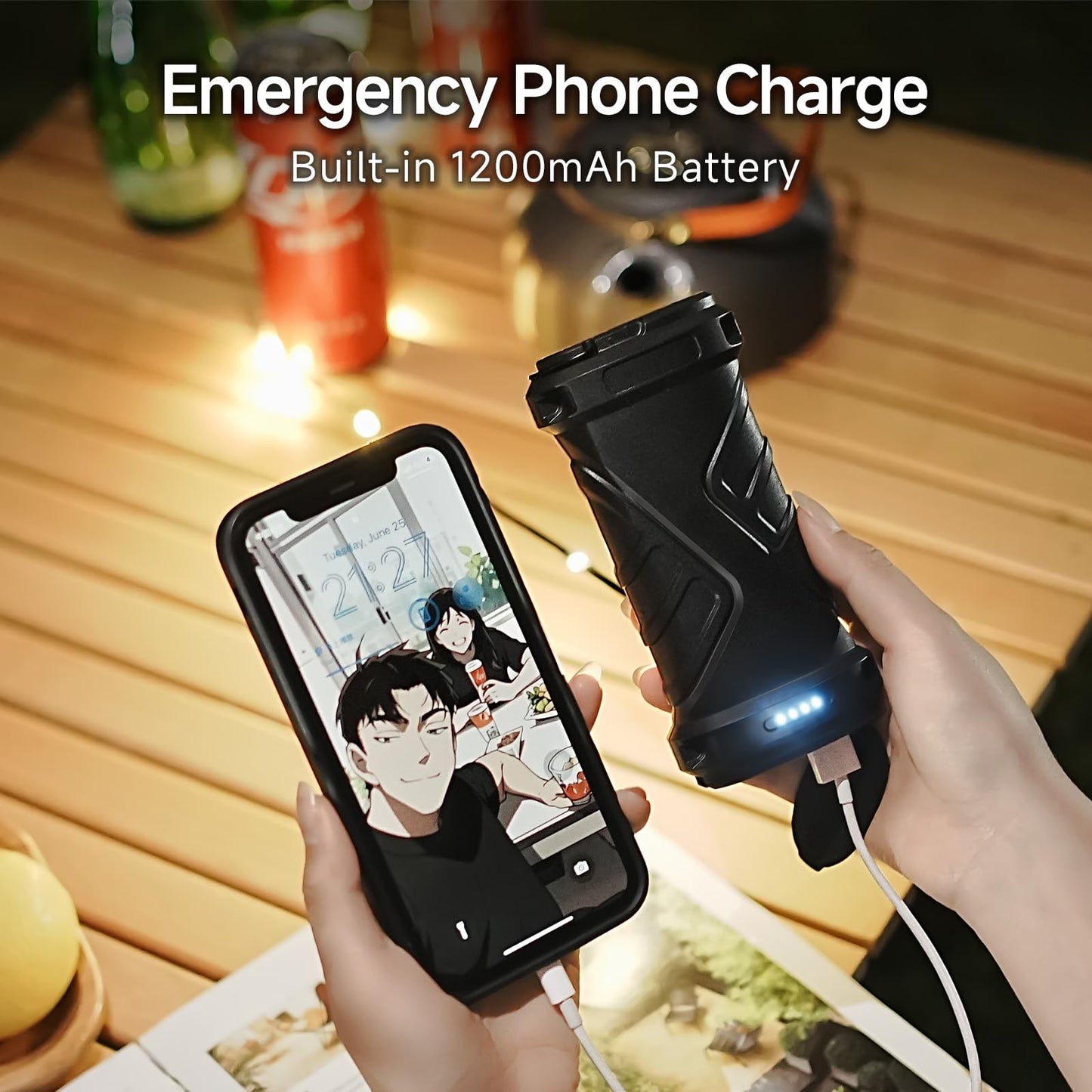 SANBEN Camping String Lights Rechargeable - 33Ft Quick Storage Portable Tent Lights with 6 Modes, Battery Operated Waterproof Hanging LED Lamp for Patio Garden Party Camping Essentials