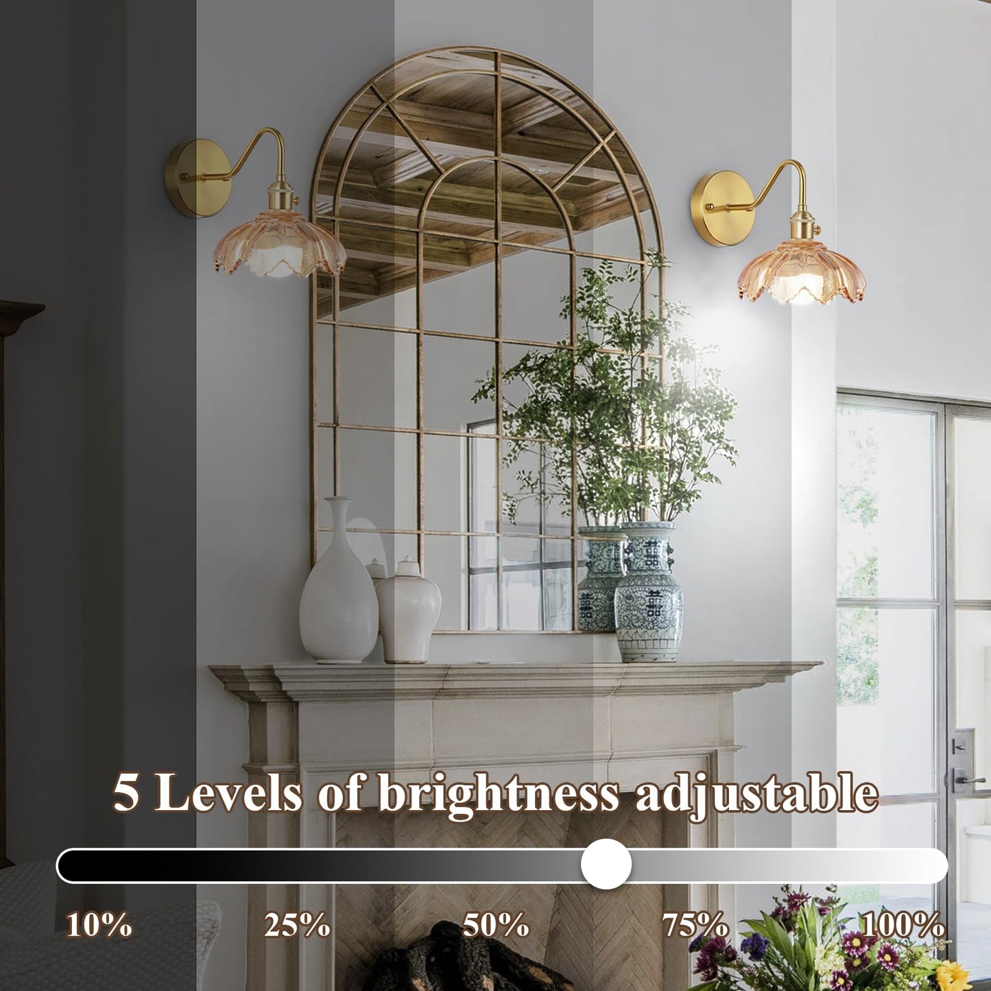 EIDEARAY Vintage Glass Sconces, Battery Operated Wall Light with Remote, Rechargeable Wall Sconces RGB, No Socket Required, Easy to Install, Vintage Wall Sconce for Bedroom, Hallway, Aisle