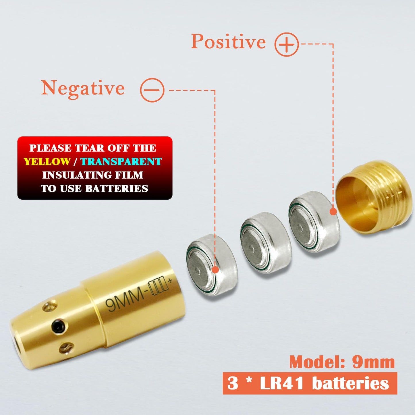 Bayattoo Bore Sight 9mm and .45ACP Laser Sight Red Dot Boresighter with 9pcs Batteries (9MM+45ACP)