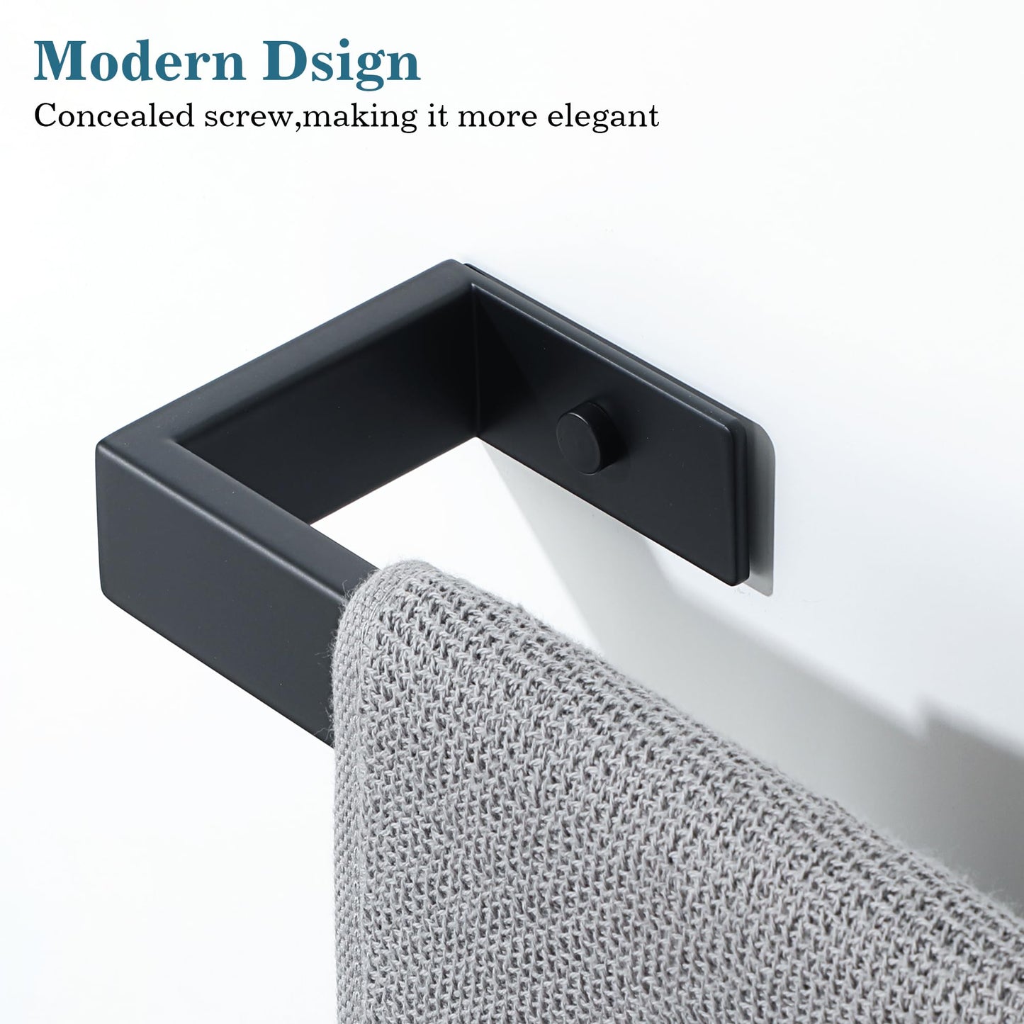 Mooche Towel Rack for Bathroom Wall Mount, 8" SUS304 Stainless Steel Rustproof Towel Bar, Matte Black Towel Holder for Bathroom Laundry Room Hotel Modern Home Decor