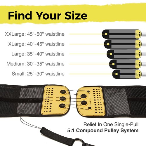 BaxMAX Adjustable Back Brace with 5-to-1 Compression Pulley System for Lumbar Support & Back Pain - Immediate Relief from Sciatica, Scoliosis, Bulging/Herniated Disc - Lightweight/Breathable, Large
