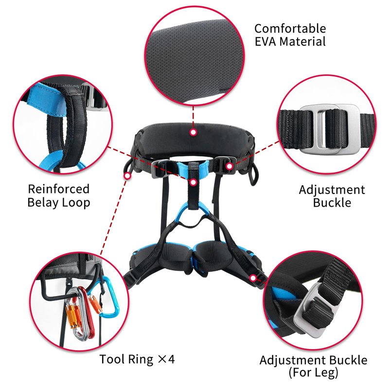 NewDoar Climbing Harness, Mountaineering Rock Climbing Harness, Men Women Tree Ice Climbing Half Body, Safety Belt Rappelling(Small)