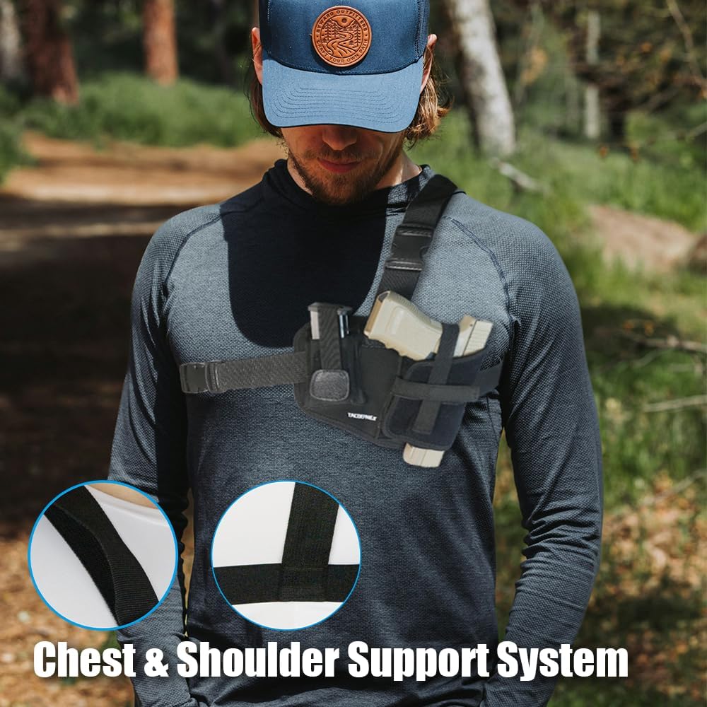 Universal Shoulder Holster by [Brand Name] - Right-Hand Fit for Glock 19, 1911, Sig P365 & More | Ideal for Hiking & Outdoor Activities
