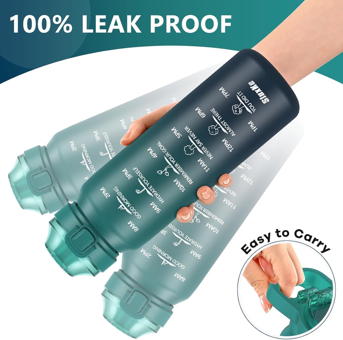SLUXKE 17oz Insulated Water Bottle - Double-Walled Stainless Steel with Straw & Spout Lids - Blue