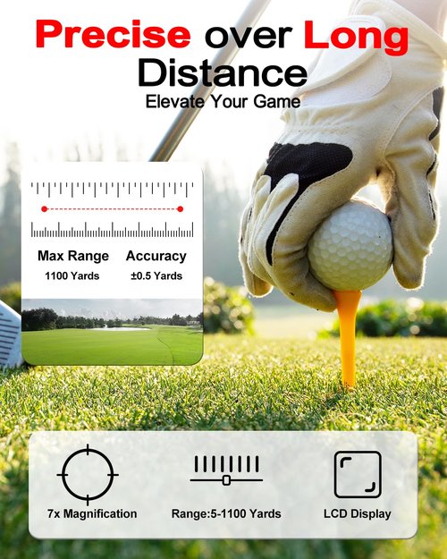 Golf Rangefinder with Slope Magnetic, 660/1100YDS, 7X Magnification, 5 Modes, Flag Pole Locking, Vibration, Range Finder Golf Tournament Legal, Rechargeable Golf Accessories Gift for Men, Black